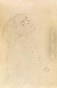 Ritratto Di Donna Dal Capo Reclinato E Gli Occhichiusi by Gustav Klimt