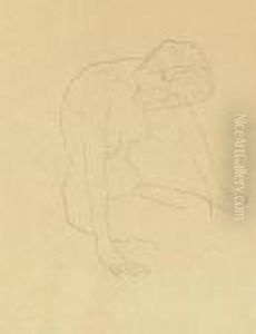 Studie Einer Nackten Frau by Gustav Klimt