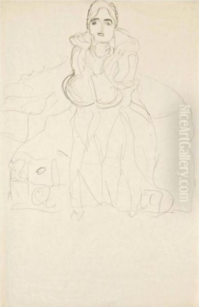 Sitzende Von Vorne, Mit Aufgestutztem Kinn (seated Woman Frontalview, Chin Resting) - view 1