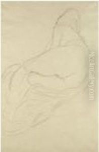 Ruckenhalbakt Nach Links (semi-nude, Back View Facing Left) by Gustav Klimt