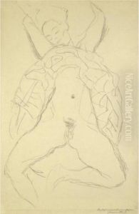 Aktstudie Fur Die Rechte Figur 
In Der Braut (nude Study For Theright Figure In The Bride) by Gustav Klimt