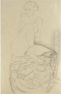 Mit Aufgestelltem Rechten Bein Sitzender Akt (seated Nude Withraised Right Leg) by Gustav Klimt