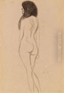 Weiblicher Ruckenakt Nach Links by Gustav Klimt