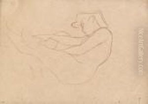 Sitzender Akt by Gustav Klimt