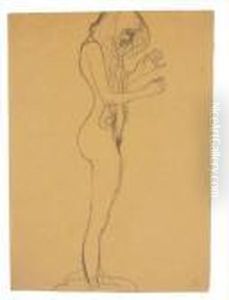"stehender Akt Nach Rechts" by Gustav Klimt