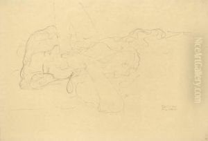 Liegende Mit Angewinkelten Armen by Gustav Klimt