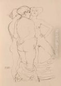 Aktdarstellungen 1x In Der Platte Signiert: Gustav Klimt by Gustav Klimt