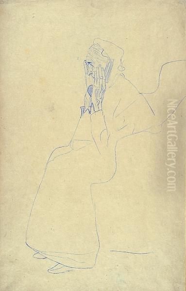 Seated Old Woman In Profile Facing Left - view 1