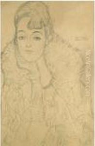 Brustbild Einer Dame Von Vorne (portrait Of A Lady, Frontal View) by Gustav Klimt