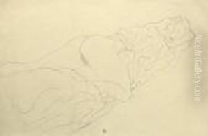 Liegender Halbakt Nach Rechts by Gustav Klimt