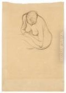 Sitzender Weiblicher Akt by Gustav Klimt