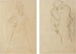 Recto
); Figurate Skizze (
Verso
) (rose Rosthorn) by Gustav Klimt