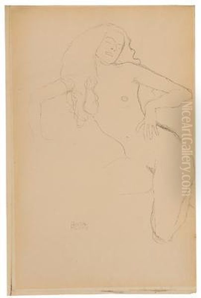 Studie Wohl Zu Dem Gemalde "adam Und Eva" -kopf Bzw. "die Braut" -korperhaltung - view 1