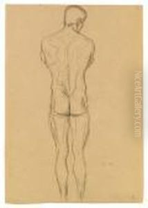 Male Nude Back
 Sketch For
 This Kiss To The Whole World by Gustav Klimt