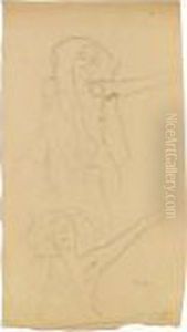 Two Sketches Of A Seated Female Nude
For "the Arts&quot by Gustav Klimt