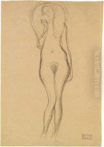 Standing Female Nude
 Sketch For
 Veritas by Gustav Klimt