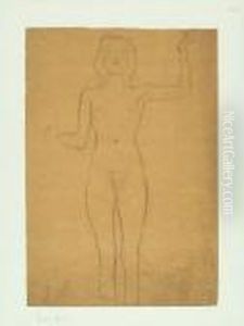 Standing Full Length Female Nude With One Arm Raised by Gustav Klimt