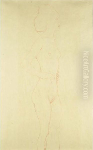 Stehender Weiblicher Akt - Hand An Der Hufte (female Standing Nude - Hands On Hips) - view 1