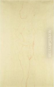Stehender Weiblicher Akt - Hand An Der Hufte (female Standing Nude - Hands On Hips) by Gustav Klimt