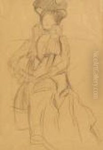 Bildnis Marie Henneberg - Im Lehnstuhl Sitzend Nach Links Mit Hut by Gustav Klimt
