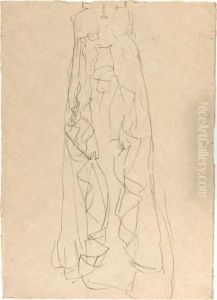 Stehende Dame Mit Cape Von Vorne (adele Bloch-bauer) by Gustav Klimt