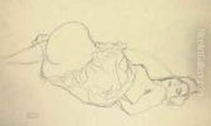 Liegender Halbakt Nach Rechts by Gustav Klimt