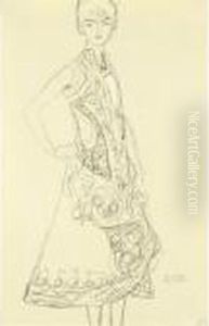 Frau In Reich Gemustertem Kleid,
 Die Rechte In Die Hufte Gestutzt (woman In Richly Patterned Dress, 
Right Hand Resting On Hip) by Gustav Klimt