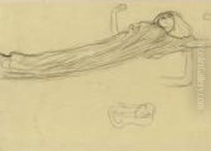 Property From A Private European
Collection
Schwebende Gewandfigur Nach Rechts, Wiederholung Des Linken
Armes, Skizze (floating Draped Figure To The Right, Repetition Of The
Left Arm, Sket by Gustav Klimt