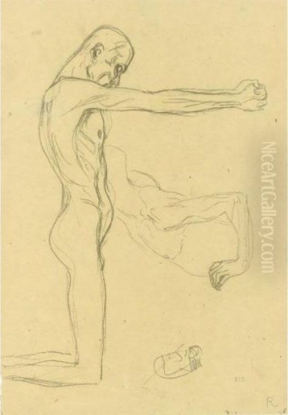 Property From A Private European
Collection
Kniender Mannerakt Mit Ausgestreckten Armen, Mannlicher
Oberki-rper (kneeling Male Nude With Sprawled Out Arms, Male Torso) - view 1