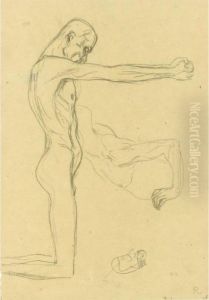 Property From A Private European
Collection
Kniender Mannerakt Mit Ausgestreckten Armen, Mannlicher
Oberki-rper (kneeling Male Nude With Sprawled Out Arms, Male Torso) by Gustav Klimt