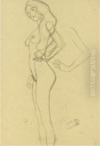 Property From A Private European Collection
Stehender Weiblicher Akt Nach Links, Armstudie (standing Female Nude To The Left, Arm Study) by Gustav Klimt