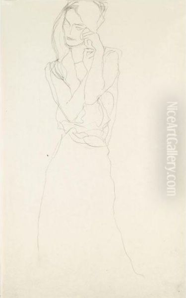 Stehend Mit Erhobenen 
Unterarmen, Etwas Nach Links (standing Figure With Raised Arms, Slightly
 To The Left) - view 1
