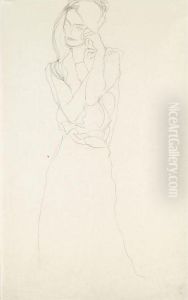 Stehend Mit Erhobenen
Unterarmen, Etwas Nach Links (standing Figure With Raised Arms, Slightly
To The Left) by Gustav Klimt