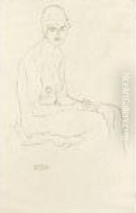Sitzender Akt (seated Nude) by Gustav Klimt