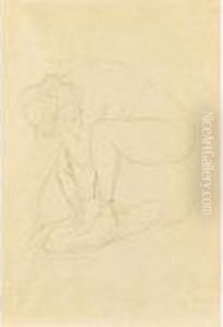 Kauernder Akt Nach Links (crouching Nude Turned To The Left) by Gustav Klimt
