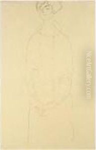 Stehende Dame Von Vorne, Den Kopf Nach Links (standing Lady Frontal, Head Turned Left) by Gustav Klimt