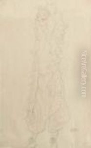 Stehendes Madchen Nachs Links Mit Nacktem Oberkorper, Hosen,'ball-entree' by Gustav Klimt