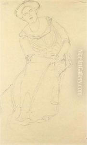 Studie Zu Eugenia Primavesi: 
Sitzend Von Vorne (study Of Eugenia Primavesi: Frontal View) by Gustav Klimt