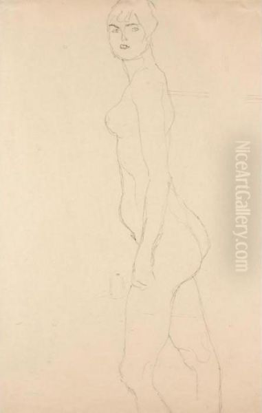 Akt Nach Links, Studie Fur 'die 
Freundinnen' (nude Turned To The Left, Study For 'die Freundinnen') - view 1