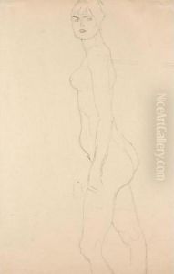 Akt Nach Links, Studie Fur 'die
Freundinnen' (nude Turned To The Left, Study For 'die Freundinnen') by Gustav Klimt