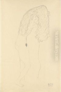 Nach Rechts Aufgestutzt 
Stehender Akt, Das Gesicht Durch Die Haare Verdeckt (standing Nude With 
Her Face Covered By Her Long Hair) by Gustav Klimt