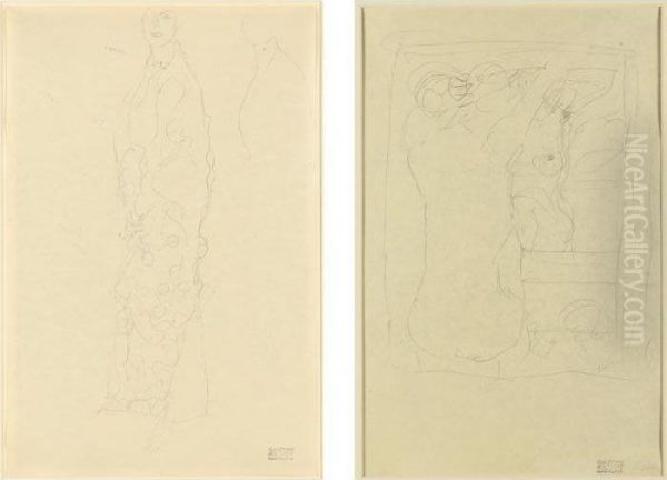 In Ganzer Figur, Wiederholung 
Von Kopf Und Brust And Sitzender Akt Vor Dem Spiegel : A Double-sided 
Drawing (whole Figure, Head And Chest And Seated Nude In Front Of A 
Mirror) - view 1