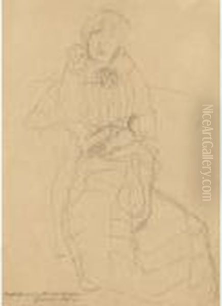 Sitzende Dame Von Vorne, Studie 
Fur Das Bildnis Marie Henneberg (seated Lady From The Front, Study For 
The Portrait Of Marie Henneberg) - view 1
