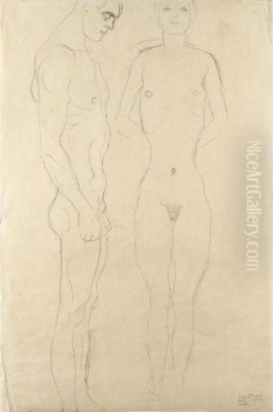 Athlet Im Profil Nach Rechts,
Frauenakt Von Vorne (athlete In Profile Facing Right, Female Nude Seen
From The Front) - view 1