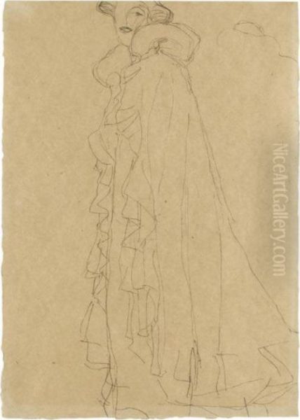 Stehend Nach Links, Skizze Des 
Kragens Von Hinten (standing Turned To The Left, Sketch Of The Collar 
From Reverse) - view 1