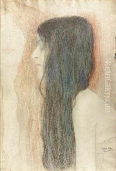 Madchen Mit Langem Haar Im
Profil, Mit Skizze Der 'nuda Veritas' (girl With Long Hair In Profile,
With A Sketch For 'nuda Veritas') - view 1