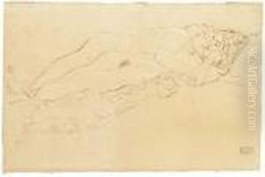 Zwei Liegende Frauenakte by Gustav Klimt