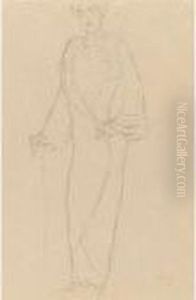 Paula Zuckerkandl: Stehend Von Vorne, Die Rechte Aufgestutzt by Gustav Klimt