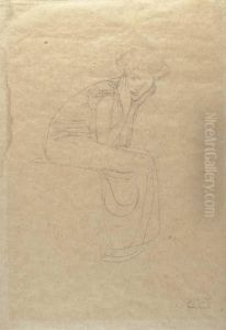 Seated Woman Holding Her Head In Her Hands by Gustav Klimt