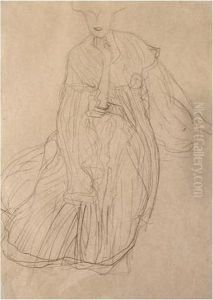 Study For The Portrait Of Adele
Bloch-bauer: Seated, From The Front, Her Right Hand Supporting Her Chin by Gustav Klimt